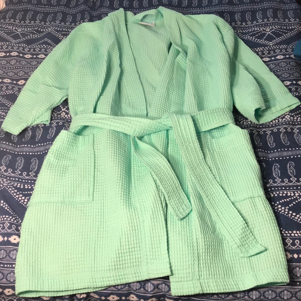 Teal waffle robe